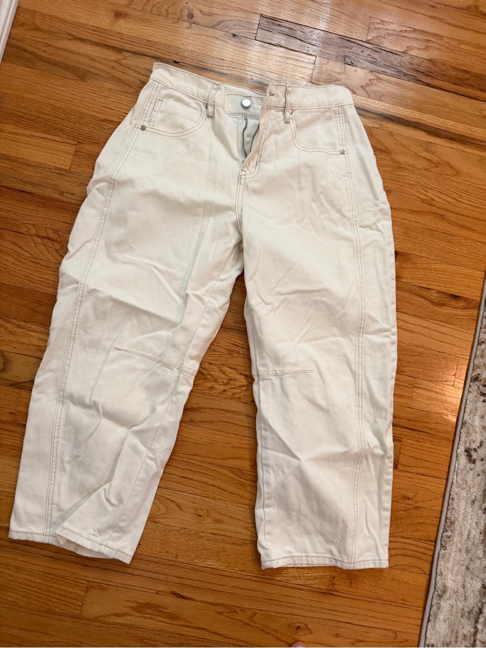 Cream barrel Leg jeans
